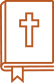 Cover of a Bible with cross and bookmark icon - orange
