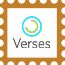 Postage stamp with Verses logo icon - orange and Verses brand colors