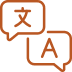 Language translator icon - orange