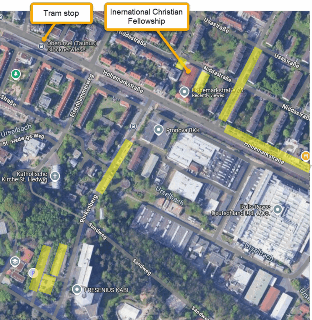 Satellite map of ICF parking